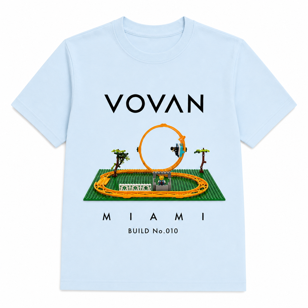 1. VOVAN MIAMI Build 010 limited edition kids T-shirt made from a real LEGO model and 100% cotton
