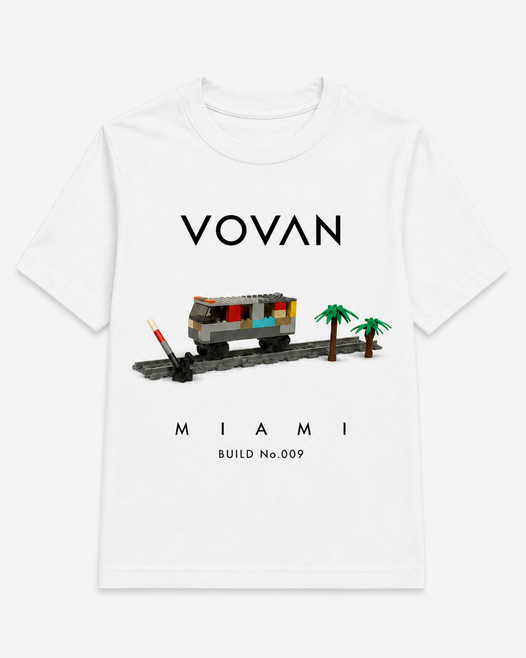 VOVAN MIAMI BUILD No.009 train cotton kids T-shirt inspired by a real handmade LEGO build