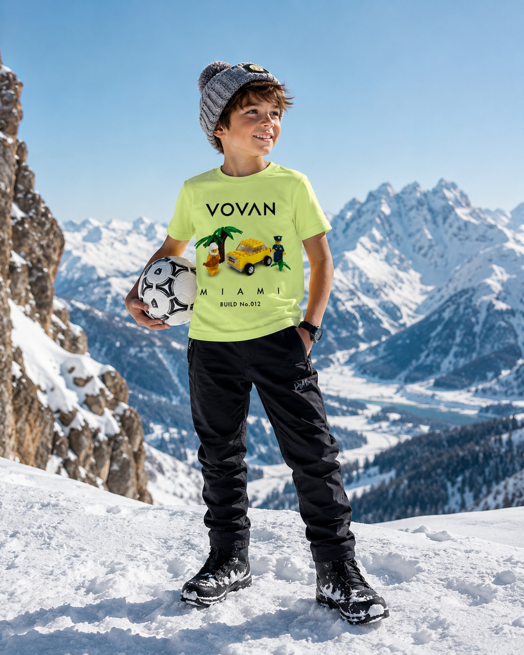 VOVAN MIAMI BUILD No.012 soccer cotton kids T-shirt inspired by a real handmade LEGO build
